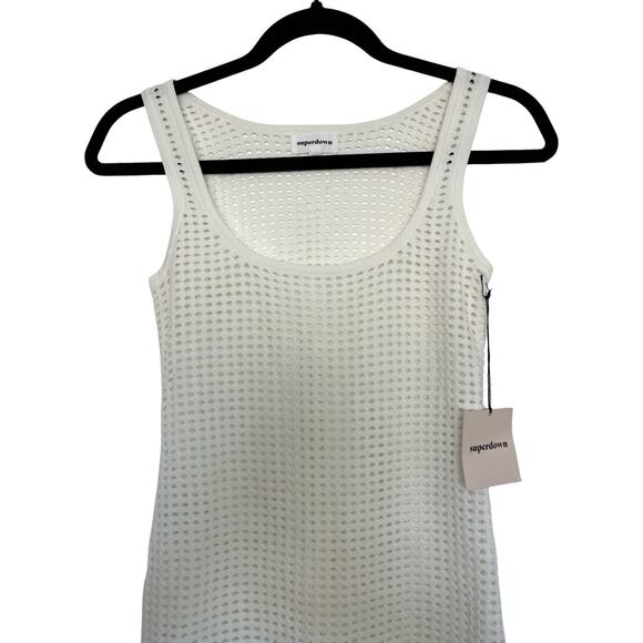 Superdown Crochet Talulah Mini Tank Dress Size XS White Beach Swim Cover Up - Picture 3 of 8
